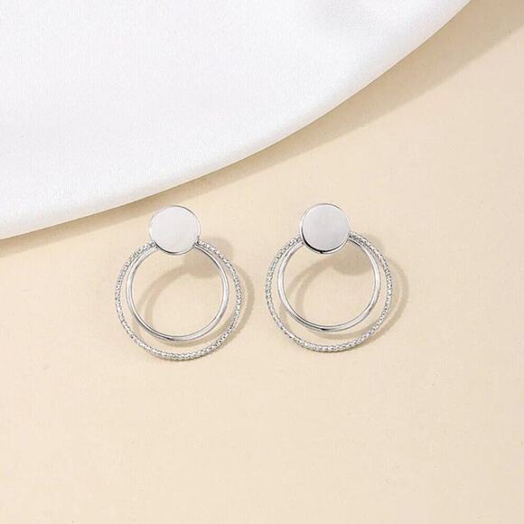 2/$30 NEW Boho Festival Double Circle Earrings Gold or Silver Post Stud 147 - Picture 11 of 13